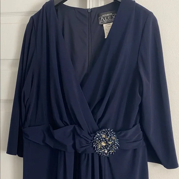 Alex Evenings women’s Navy dress size 14w - Picture 2 of 8